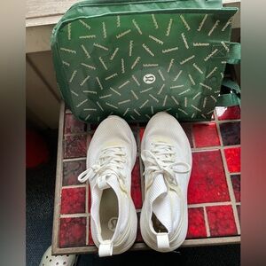 Lululemon White Sneakers with Green Bag Women’s 7